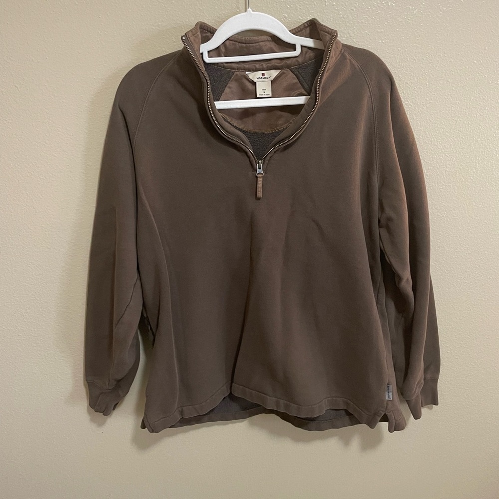 Woolrich Brown Quarter Zip Pullover Size Medium
